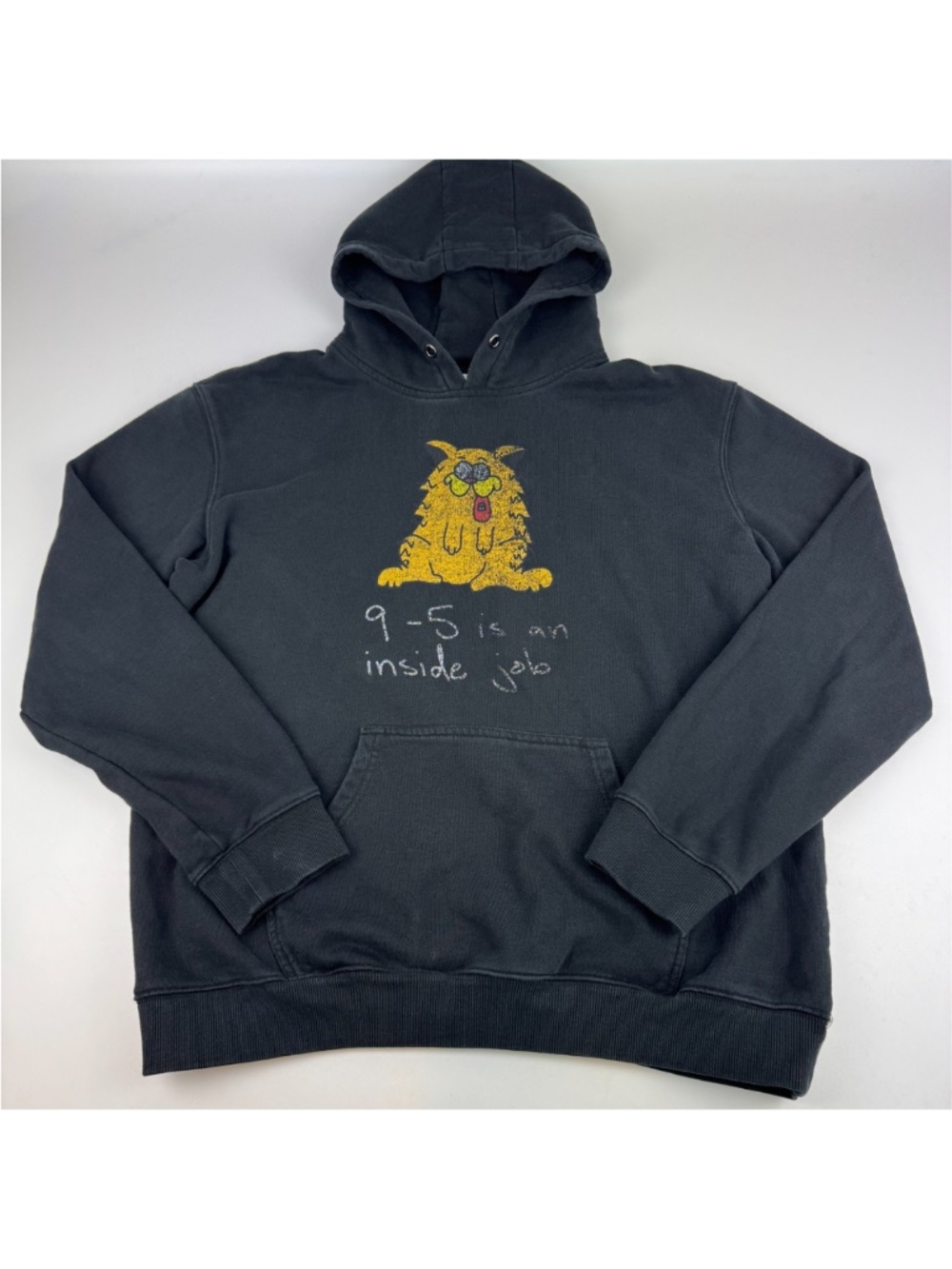 Whatever Forever Mens Size L Hoodie Sweatshirt Garfield '9-5 is an inside job'